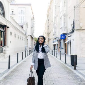 Accueil focused 176688120 stock photo front view elegant woman walking